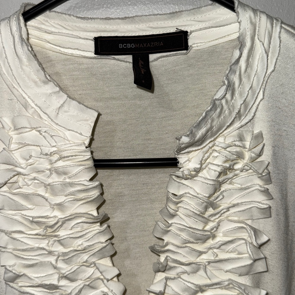 Cream Ruffled Long Sleeve Top